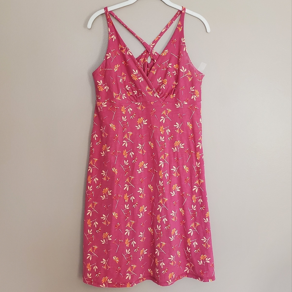 Patagonia Rose-Pink Floral Crisscross Midi Dress